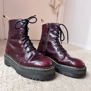 Dr. Martens Vegan Jadon II Boots in Cherry Red
